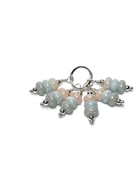 Image 2 of 6PC. Handmade Glass Bead Charms: Silver Tone Plated Accented Dangle Charms, Peach Blue Gray