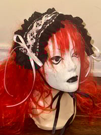 Image 3 of light pink leopard headdress w/ black lace