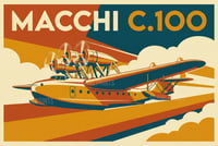 Image 3 of Stampa Fine Art ispirata all'idrovolante MACCHI C.100 - Art Déco inspired aviation prints