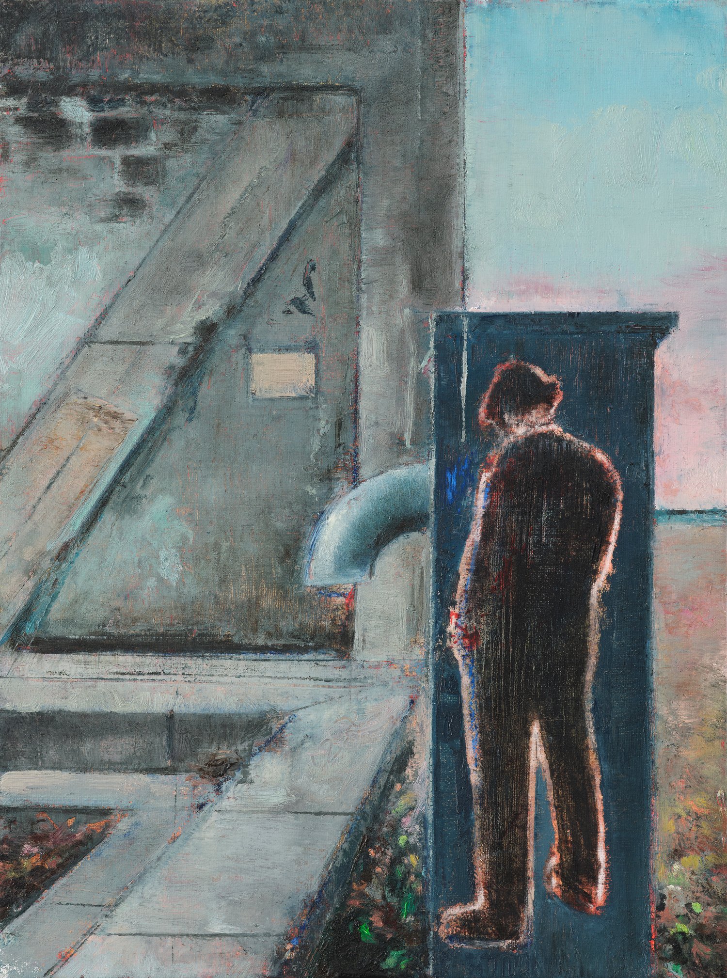 Image of Painting / maleri / "Islands Brygge – Malerdrømme og tankestreger – Den lille mand" / 30x40 cm