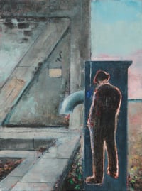 Painting / maleri / "Islands Brygge – Malerdrømme og tankestreger – Den lille mand" / 30x40 cm