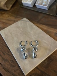 Image 1 of Circle Drop Silver Earrings Stainless Steel - No. 16