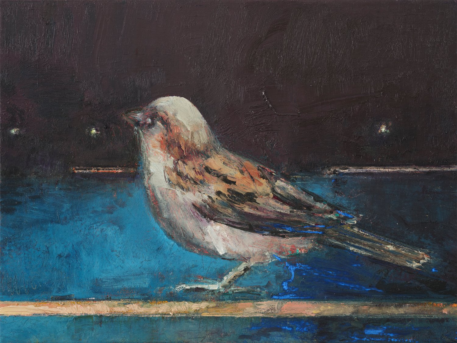 Image of Painting / maleri / "København – Malerdrømme og tankestreger – Den sidste spurv" / 30x40 cm