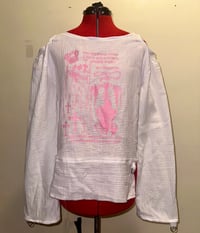 Image 1 of white x pink skull print gauze top