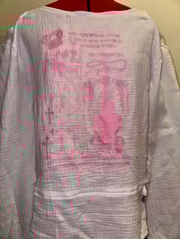 Image 3 of white x pink skull print gauze top