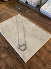 Image 1 of Heart Charm Silver Necklace Stainless Steel - No. 2