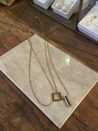 Image 1 of Double Lined Charm Necklace Stainless Steel - No. 5