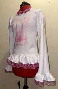 Image 2 of (discounted) white x pink “monophobia” print long-sleeve cutsew