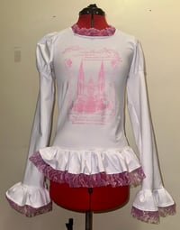 Image 1 of (discounted) white x pink “monophobia” print long-sleeve cutsew