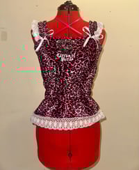Image 1 of pink leopard logo print shirring camisole