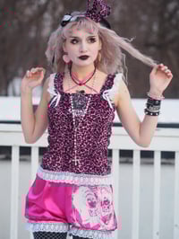 Image 5 of pink leopard logo print shirring camisole