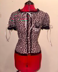 Image 2 of light pink leopard logo print blouse