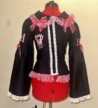 Image 2 of black cotton twill logo print long-sleeve blouse