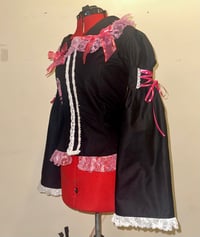 Image 3 of black cotton twill logo print long-sleeve blouse