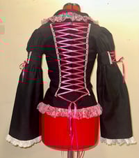 Image 4 of black cotton twill logo print long-sleeve blouse