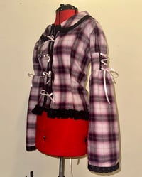 Image 3 of pink plaid logo print long-sleeve blouse