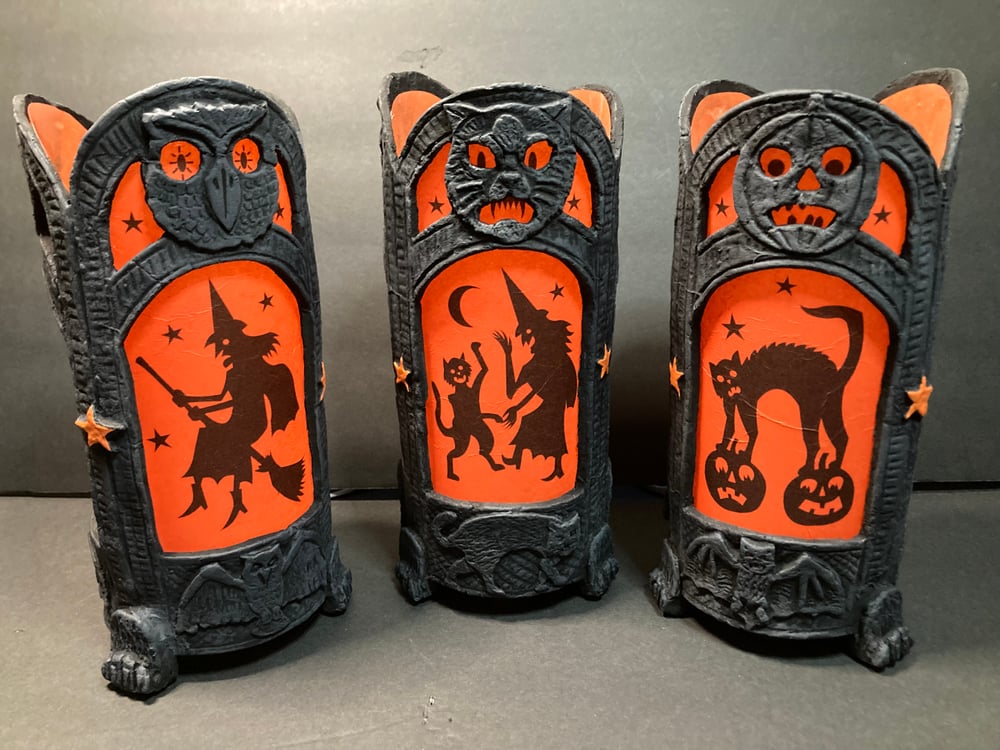 Vintage Inspired Three Sided Halloween Lantern 