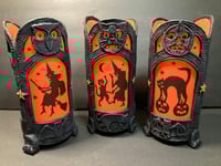 Image 1 of Vintage Inspired Three Sided Halloween Lantern 