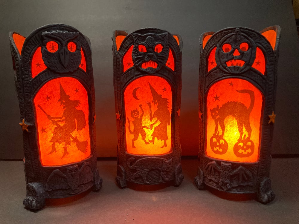Vintage Inspired Three Sided Halloween Lantern 
