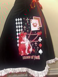 Image 3 of black velveteen “cat card suit” print JSK