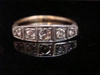 Image 1 of Edwardian 18ct platinum yellow gold diamond 5 stone ring size P 1/2