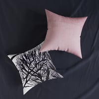 Image 5 of B&W Winter Tree Square Pillow - Pink Back