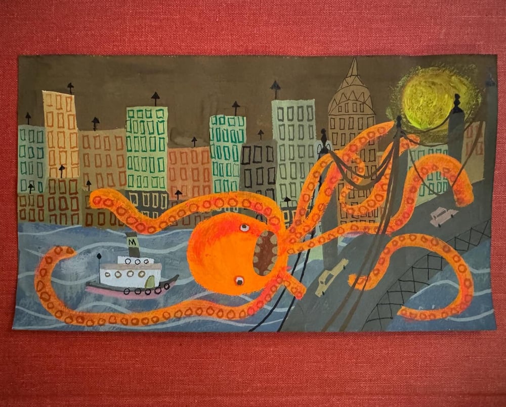 Image of Herman attacks NYC, finally. - original painting