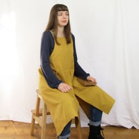 Image 13 of Split Leg Potters/Makers Apron, Railroad Stripe Denim, Adjustable Crossback, Navy/White/Red, No7:2