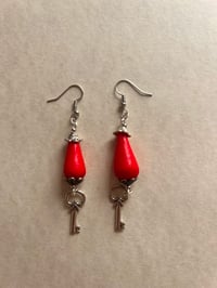 Blood drop key earrings 