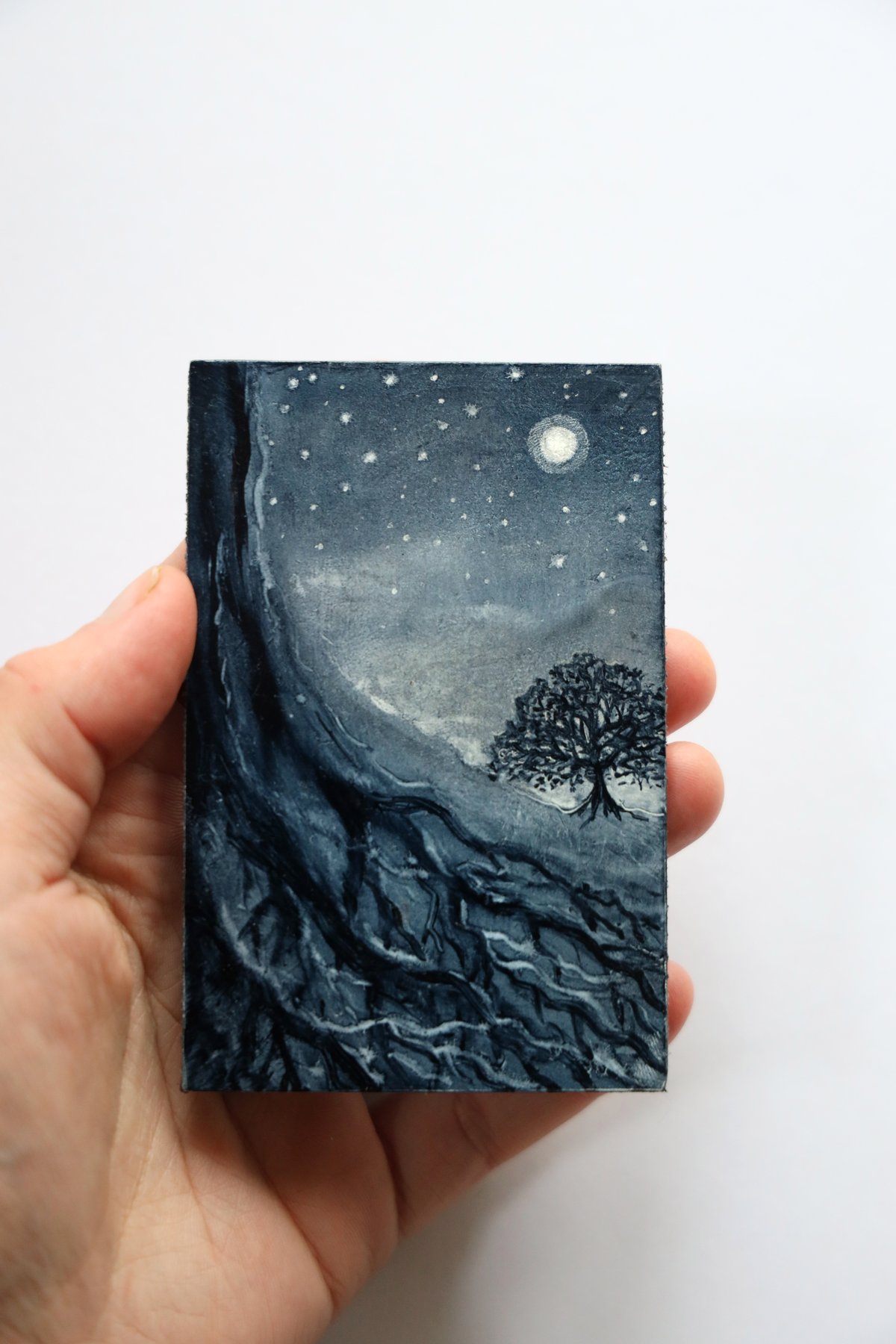 'Moonlit Roots' Original Pocket Painting
