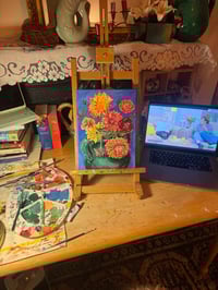 Image 2 of original 'dahlias vase' oil painting