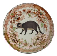 Orange Floral Racoon Plate