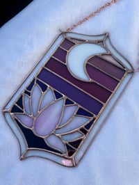 Image 3 of Midnight Lotus Stained Glass Panel