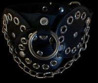 Image 1 of Triple faux leather detailed concho chained choker