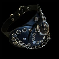 Image 2 of Triple faux leather detailed concho chained choker
