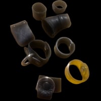 Image 3 of 8pc Assorted distressed mixed leather and pvc goth ring lot
