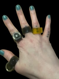 Image 5 of 8pc Assorted distressed mixed leather and pvc goth ring lot