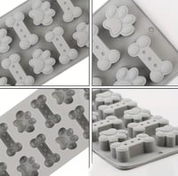 Image 1 of Set de 2 Moldes de Silicona para Treats Caseros de Mascotas – Huesos y Huellitas (Color Gris)