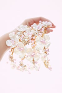 Image 1 of Adelle pink, white and gold luxe headband