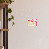 Image 3 of Personalized Heart Locket Art — Gold Locket with Pink Polka Dot Bow - 10x8