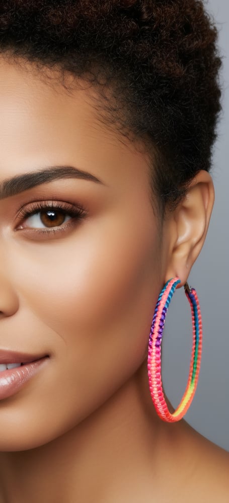 Image of Neon Glow Threaded Hoop Earrings