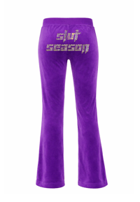 Image 2 of SLUT        SEASON          RHINESTONE     VELOUR     TRACK    PANTS  