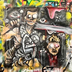 PRAY FOR SQUAT - MIXED MEDIA on CANVAS - 30 x 30in Original Work