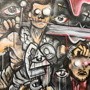 PRAY FOR SQUAT - MIXED MEDIA on CANVAS - 30 x 30in Original Work