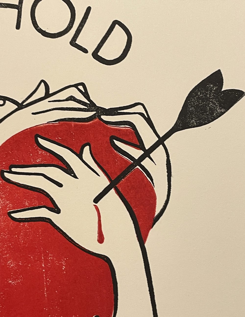 Image of I wanna hold your heart / you hard linocut art print