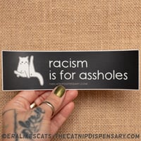 Racism is for Assholes Sticker, featuring Anxiety Cat