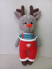 Image 1 of Knitted toy, Christmas deer "Olaf"
