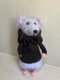 Image 1 of Knitted toy Mouse in a hoodie