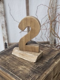 Image 3 of Handmade wooden number TWO rustic  23cm