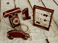     HANDMADE wooden set burgundy